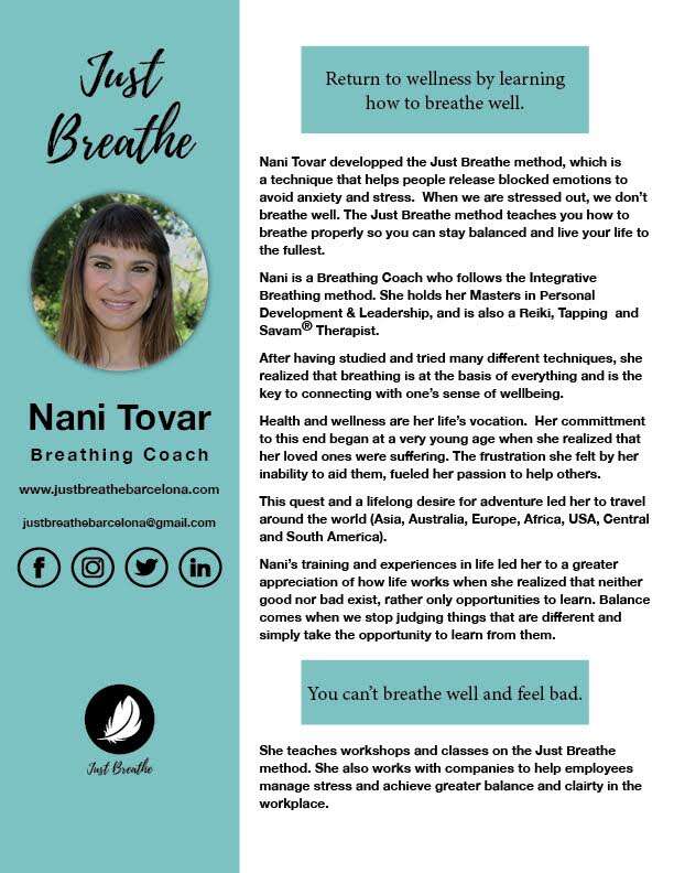 סדנת נשימה מודעת עם נאני טובר - Nani Tovar - דרך גוף